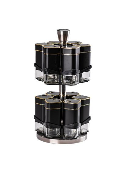 Набір ємностей для спецій на підставці 12 баночок по 120 мл із золотом TS Kitchen (360455408)