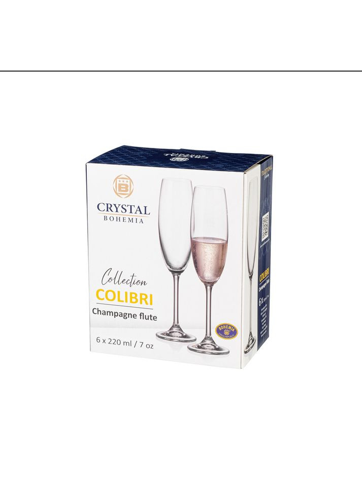 Бокал для шампанского 220 мл Colibri 4S032/00000/220 Bohemia (282720681)