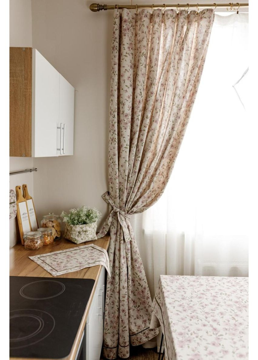 Готова штора Тереза квіточки інтер'єрна шторка для вітальні спальня ProDobro (369378161)