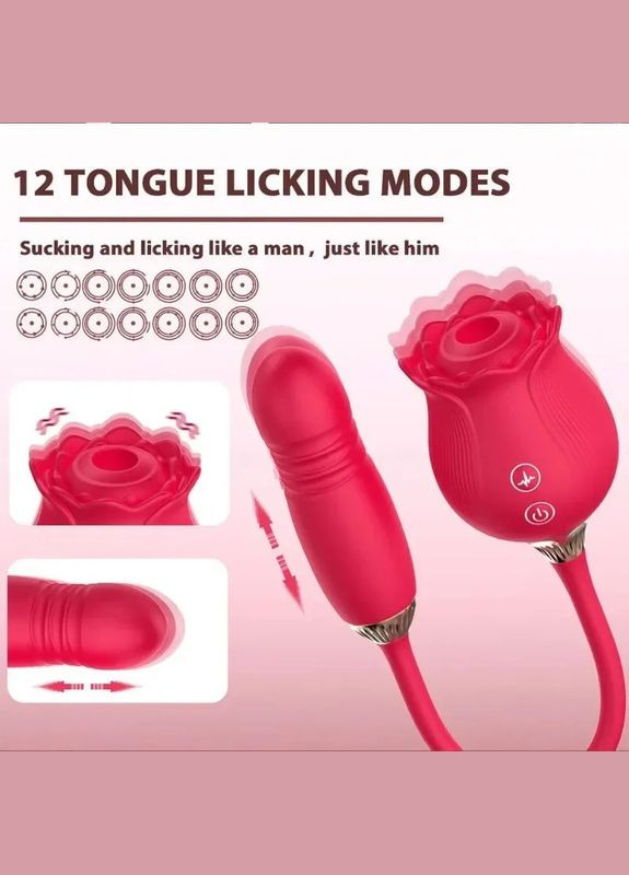 Вібратор Роза рожевий двосторонній стимулятор вакуумний для жінок No Brand (339092259)