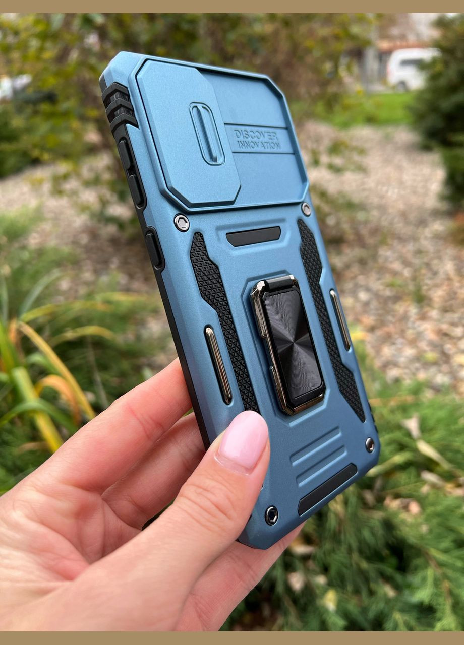 Противоударный чехол бампер Defender Ring с подставкой для Samsung Galaxy A02S (2021) A025 Blue SHIELD (324234608)