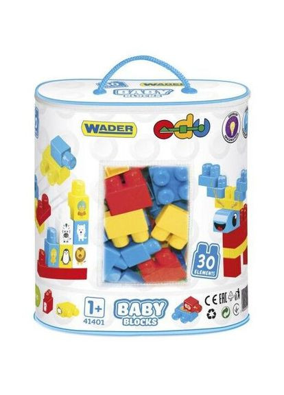 Пластиковий конструктор Мої перші кубики Baby Blocks 30шт (41401) Wader (364113216)