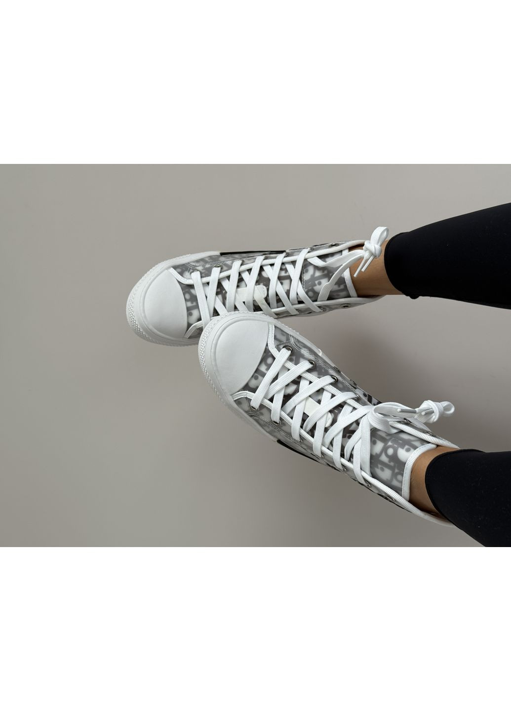 Кроссовки женские Dior B23 High Top Sneakers Grey White | Диор В23 белые No Brand белые демисезоны (366742229)