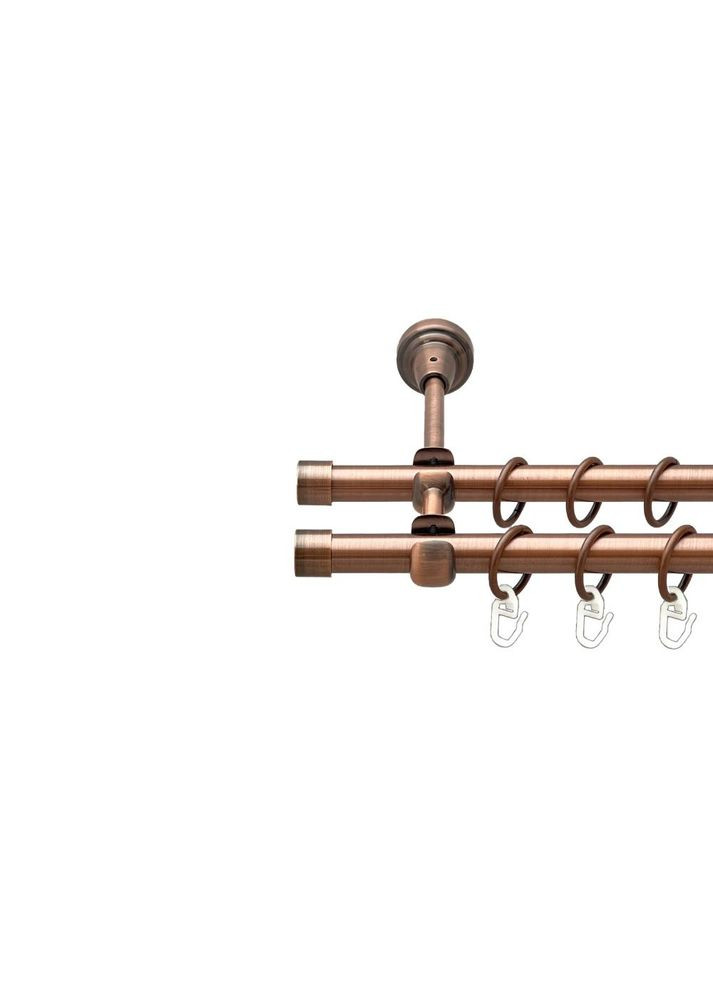 Карниз Заглушка металлическая двухрядная открытая гладкая труба Медь 16\16 мм 120 см (00-00020609) ORVIT (300691642)