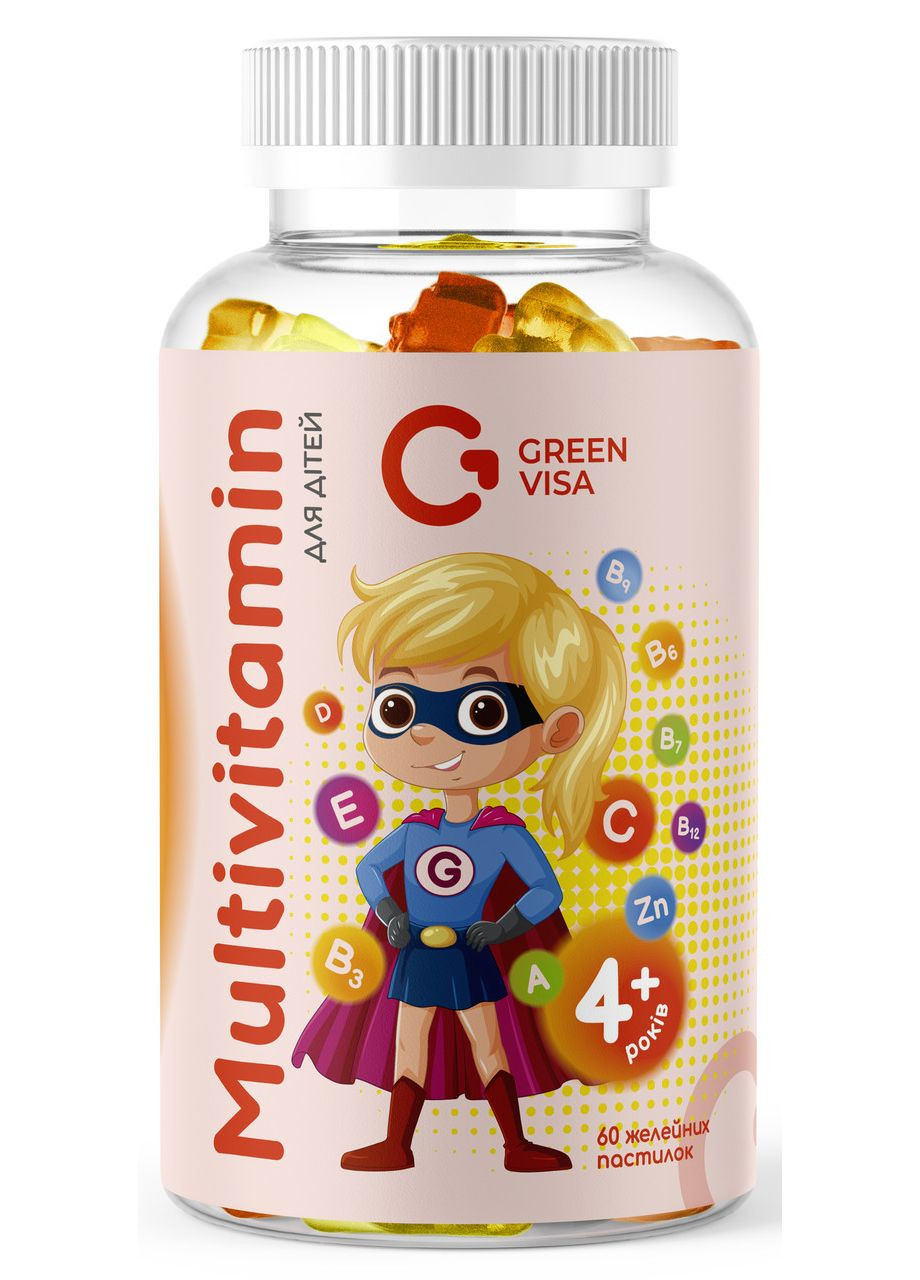 Мультивітаміни для дітей Multivitamin 60 желейних пастилок, Грін Віза. Грін-віза (366089704)