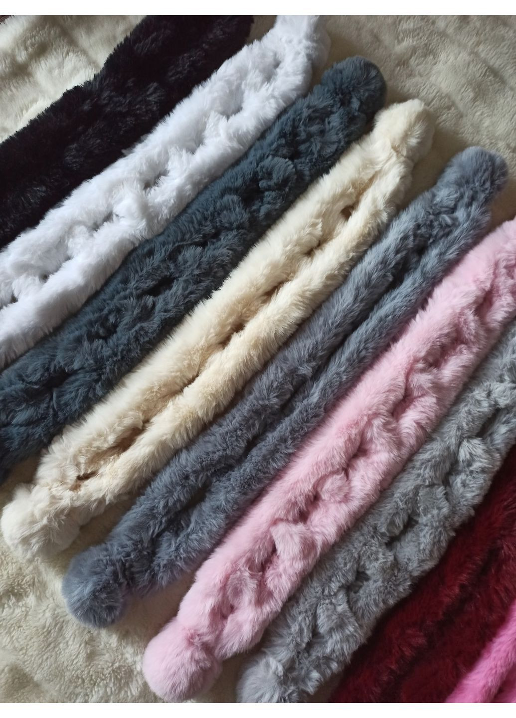 Пухнастий дитячий шарфик М'яке кроляче хутро | Універсальний розмір | світло-сірий No Brand шарф (364543003)