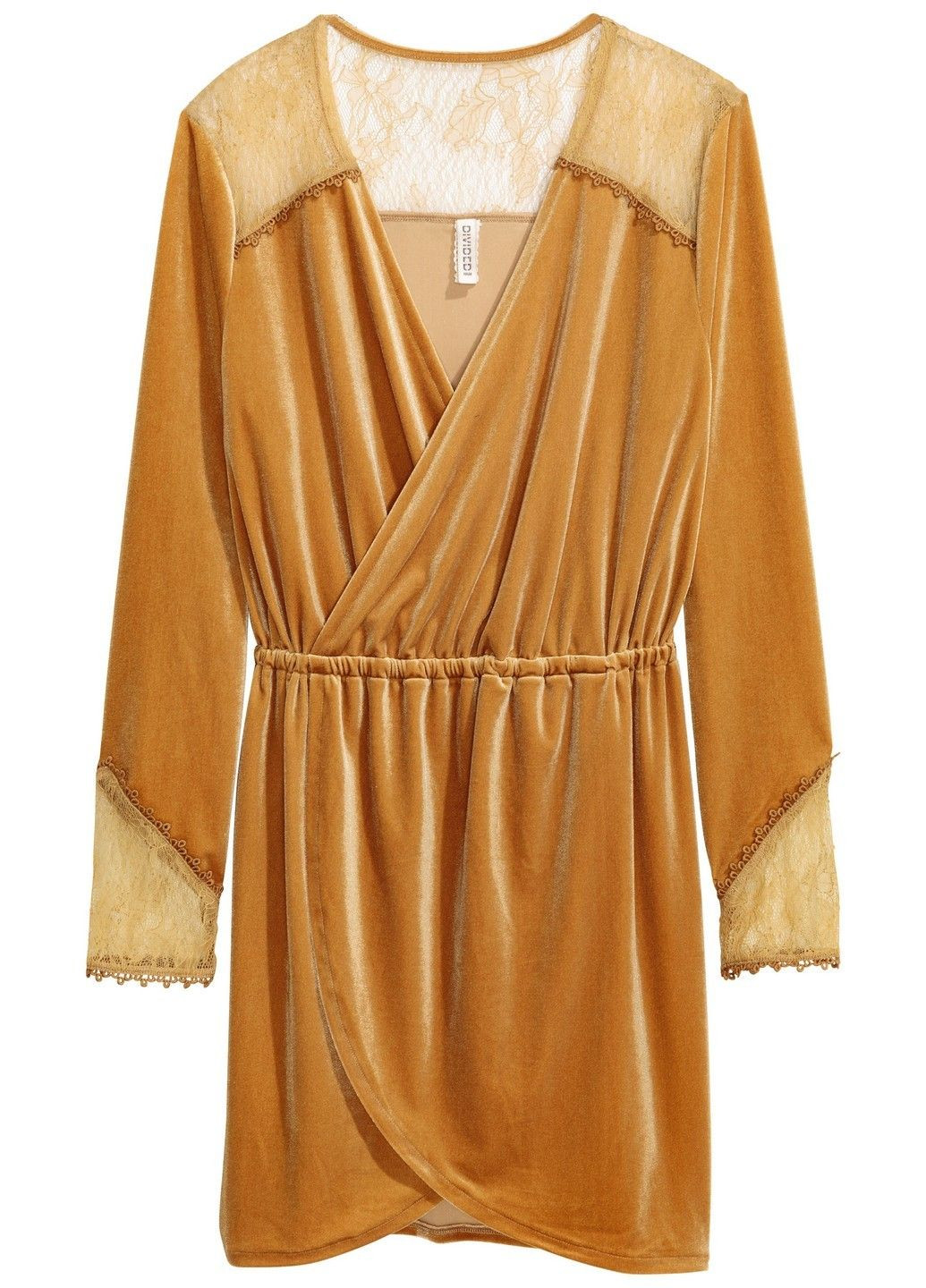 Горчичное кэжуал платье H&M однотонное