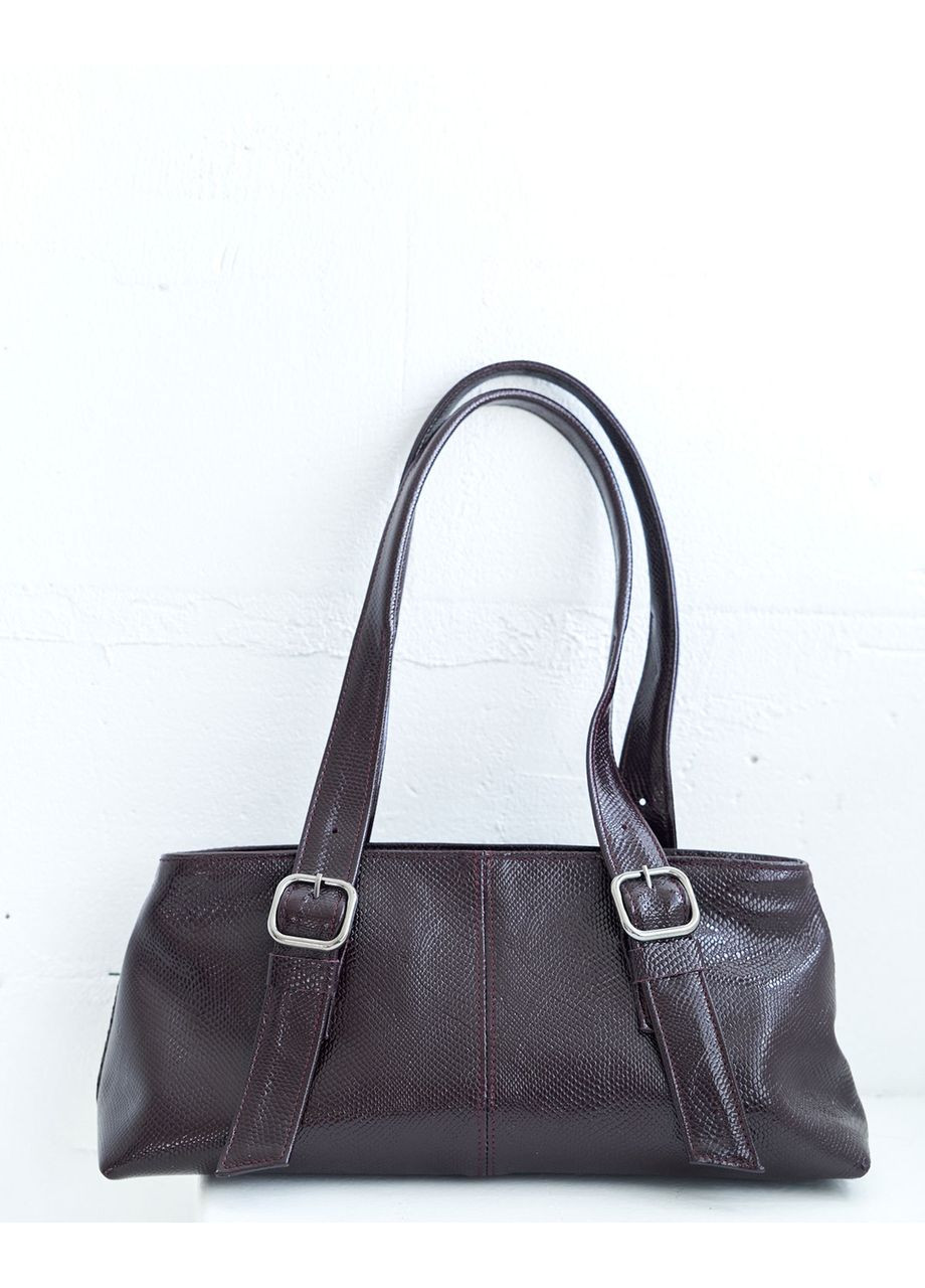 Жіноча сумка-багет з натуральної шкіри з довгими ручками бордового кольору «Амара» WeLassie (364963480)