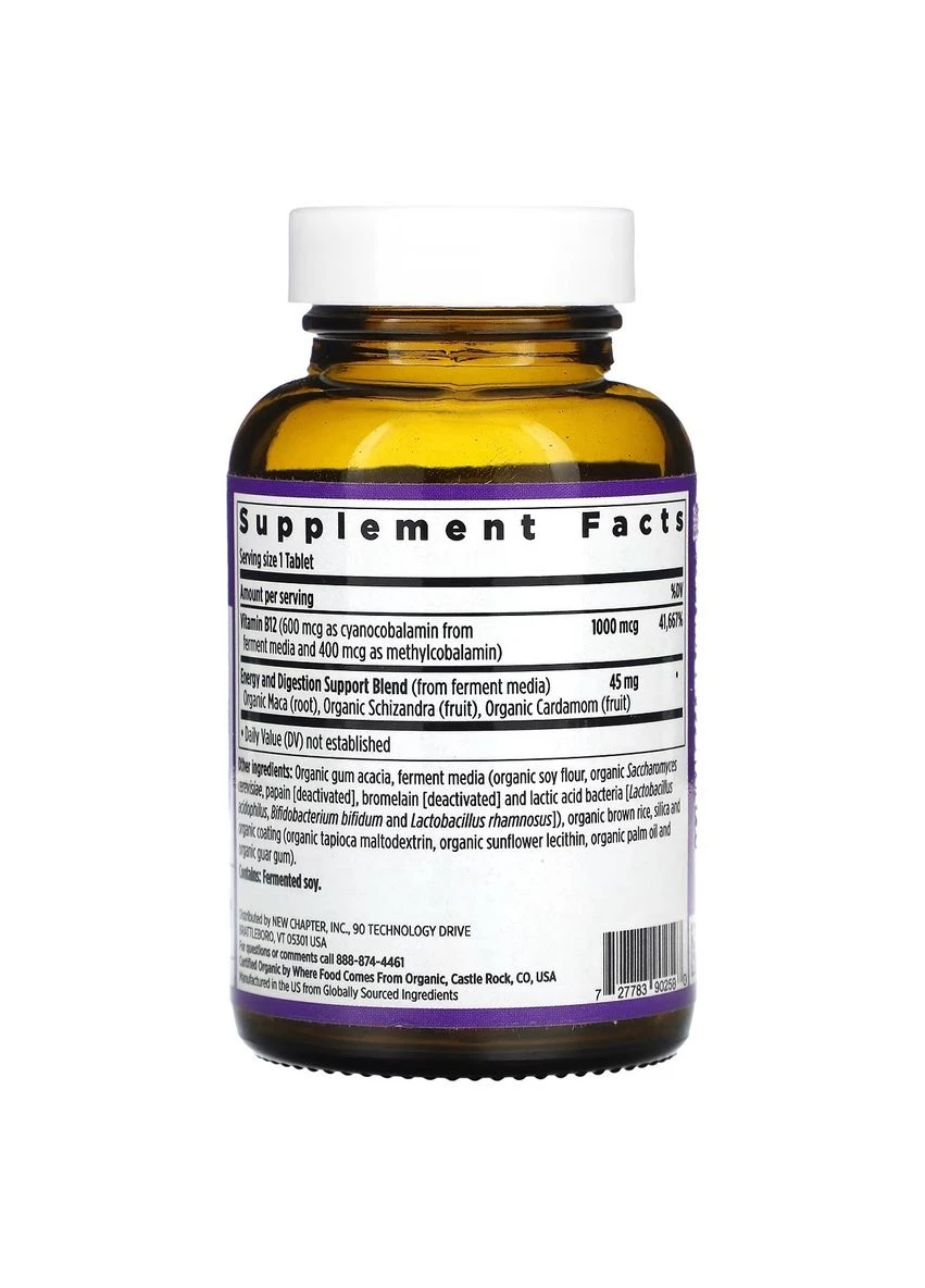 Витамин B12 Ферментированный, 1 мг, Fermented Vitamin В12,, 30 таблеток New Chapter (316701242)