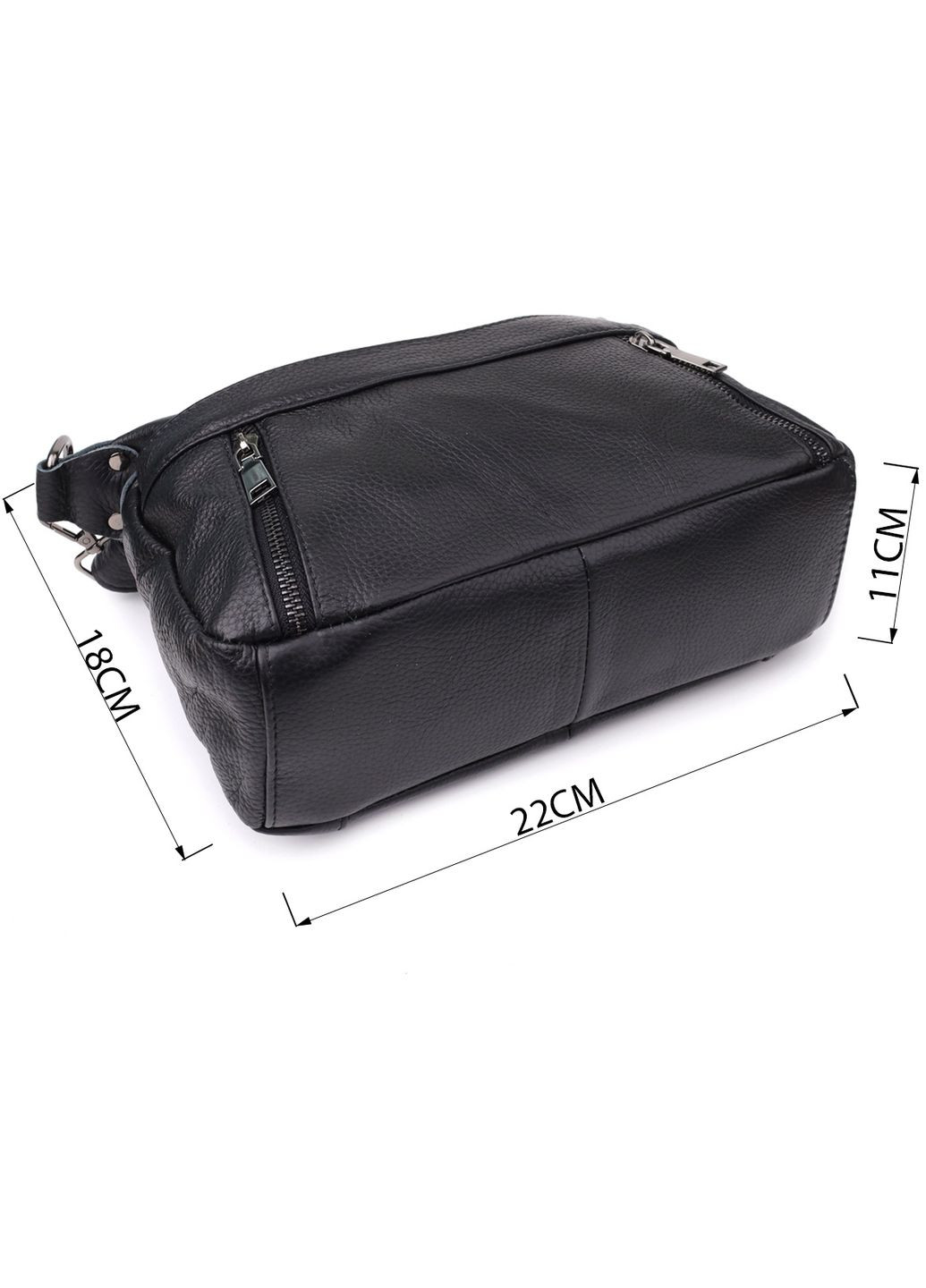 Сумка крос-боді на плече жіноча з натуральної шкіри середня Чорний 38344 Vintage (355245248)