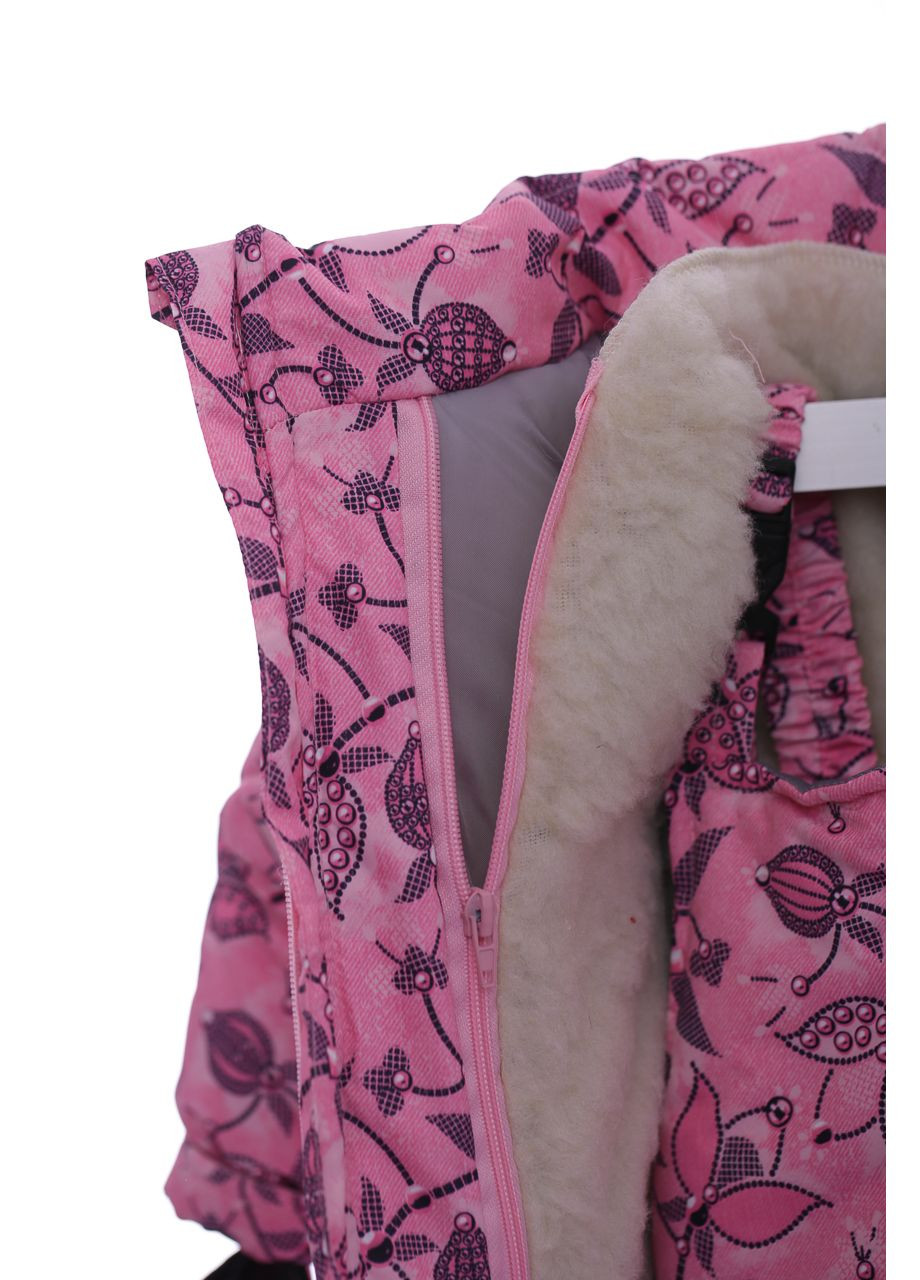 Розовый зимний комбинезон для девочки на холлофайбере с цветком бэбик розовый 80 см (44761) BABYKROHA