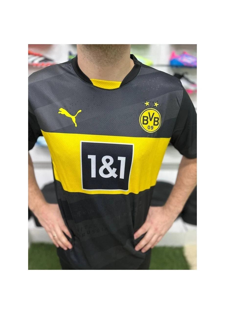 Футбольная форма Боруссия Дортмунд (Borussia Dortmund) 2024-2025 выездная темно-серо-черно-желтая F0110 Forma (397405392)