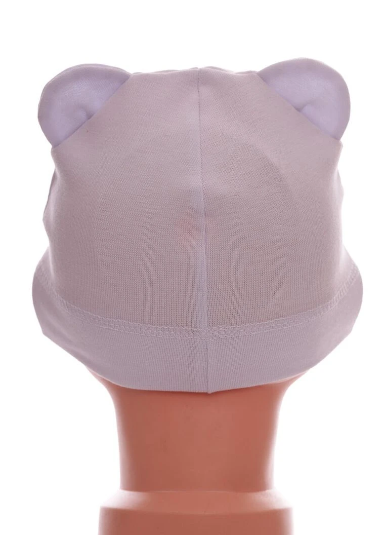 Шапка з вушками трикотажна для дівчинки біла 6м+ (53189) BABYKROHA (386824721)