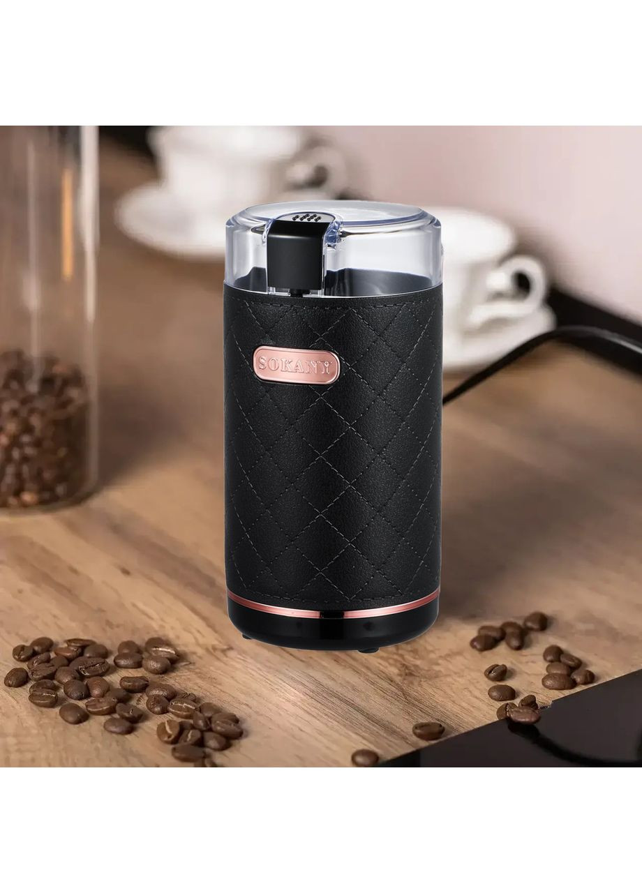 Електрична кавомолка з лезами з нержавіючої сталі подрібнювач для кавових зерен спецій Чорна (EC336) Sokany (361161916)