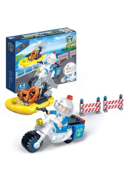 Конструктор Поліція 61 деталь для дітей від 4 років мотоцикл і човен іграшка для збирання ProDobro (367099966)