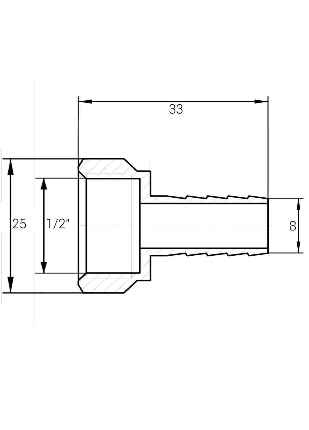 Штуцер никелированный 1/2″ВР х 8мм штампованный А2025А(нк) VA (299995887)