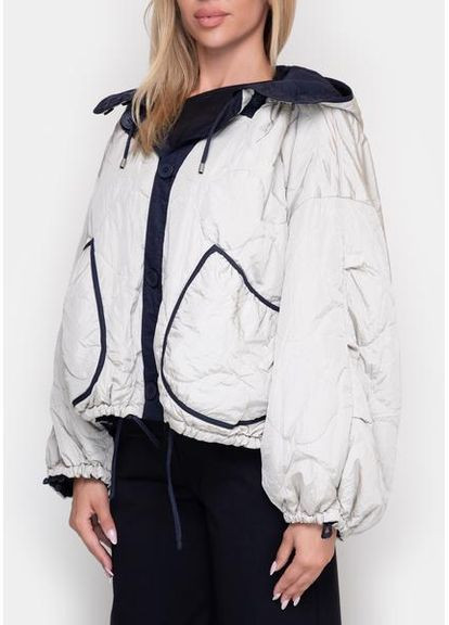 Комбинированная женская двухсторонняя куртка в бежево-голубом цвете 23209-1-sa beige/blue sam l Samange