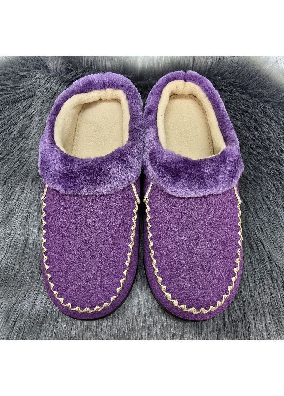 Фиолетовые тапочки сабо женские теплые домашние фиолетовые без задника Dago Style