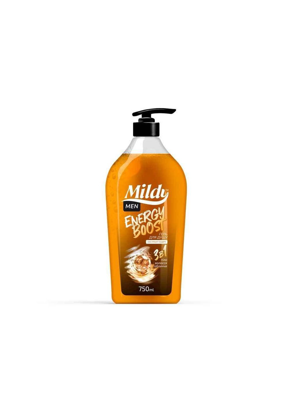 Гель для душу 750мл чоловічий 3в1 Energy Boost ТМ Mildy (351581629)