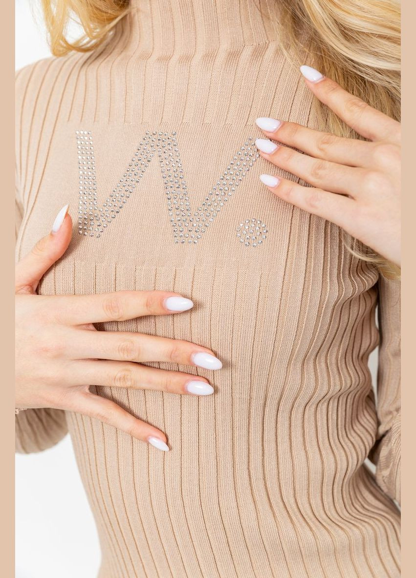 Бежевое платье вязаное в рубчик, 204r173 Ager