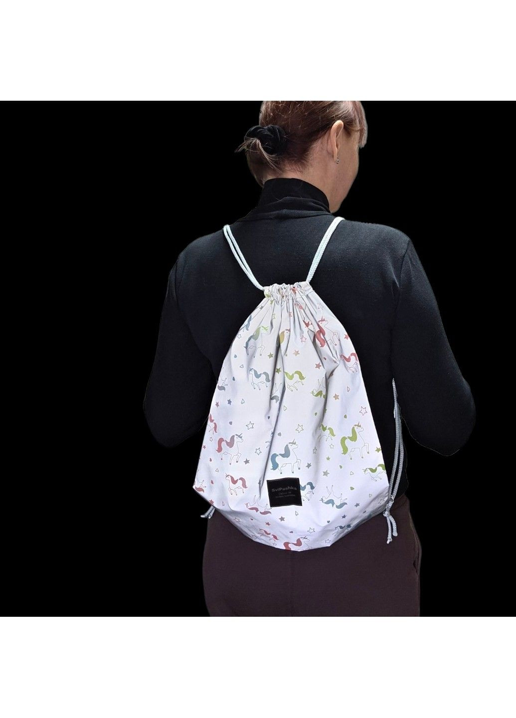 Светоотражающий рюкзак-мешок SviPashka с Серым шнурком Неоновые Единороги No Brand (335051209)