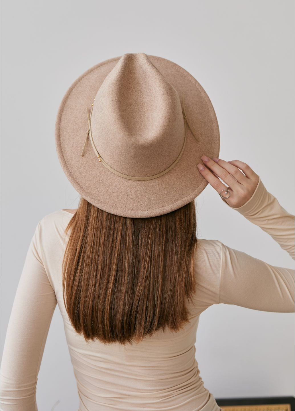 Шерстяная шляпа Федора с декором, цепочкой и регулировкой размера PEARL WOOL HAT No Brand (359481396)