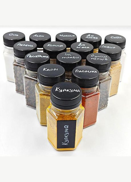 Набір наліпок на банки для спецій та круп (60 шт.) + маркер No Brand (298794612)