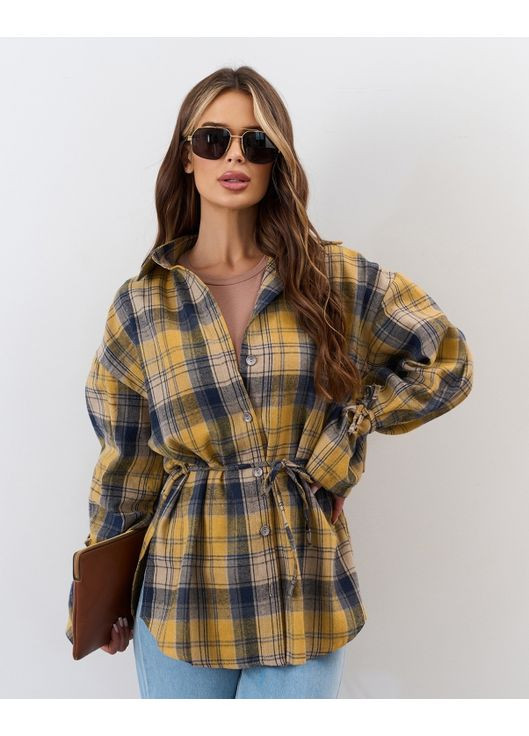 Желтая повседневный рубашка в клетку ISSA PLUS с длинным рукавом
