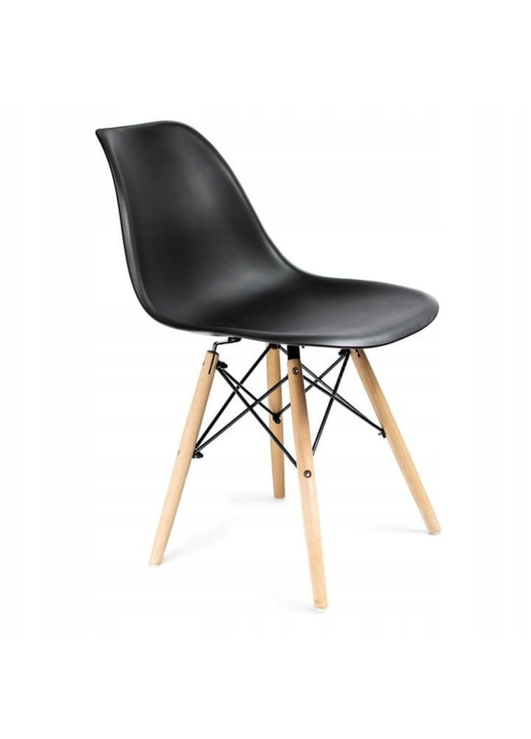 Стілець Eva у скандинавському стилі з дерев'яними ніжками чорний Jumi (301538573)
