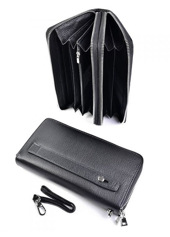 Мужское кожаное портмоне черное No Brand (295377016)