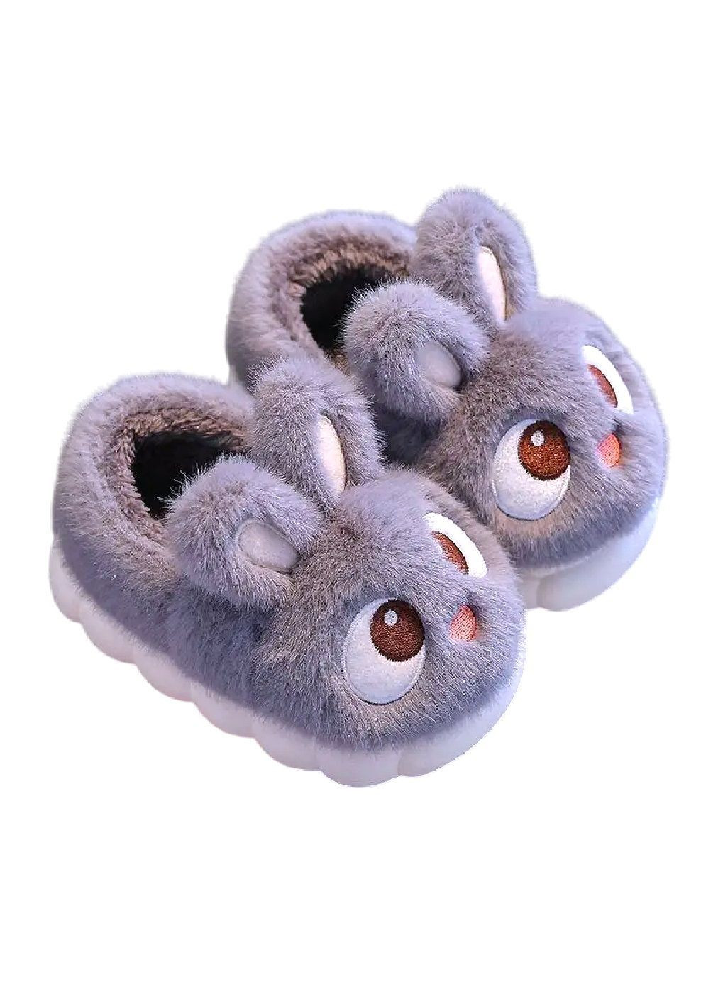 Дитячі кімнатні домашні зимові плюшеві закриті капці для дітей дівчаток 18 см (481726-Prob) Сіра Зайка розмір 28 Unbranded (365657965)