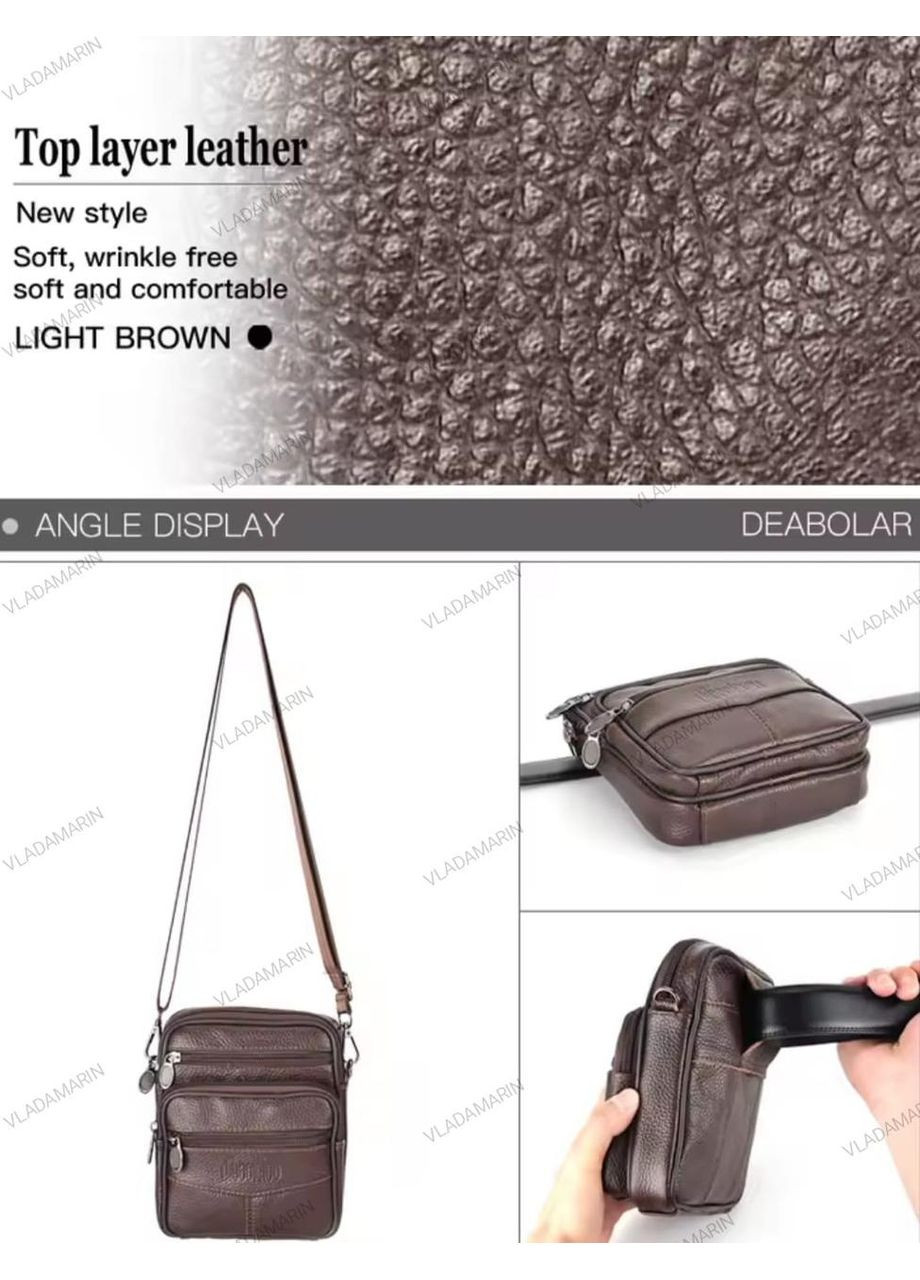 Сумка чоловіча з натуральної шкіри, сумка через плече крос боді,барсетка коричнева No Brand (369959344)