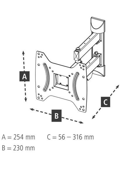 Крепление ТВ поворотное TV-WB, AR-2, 19-48", (00118101) Hama (370605336)