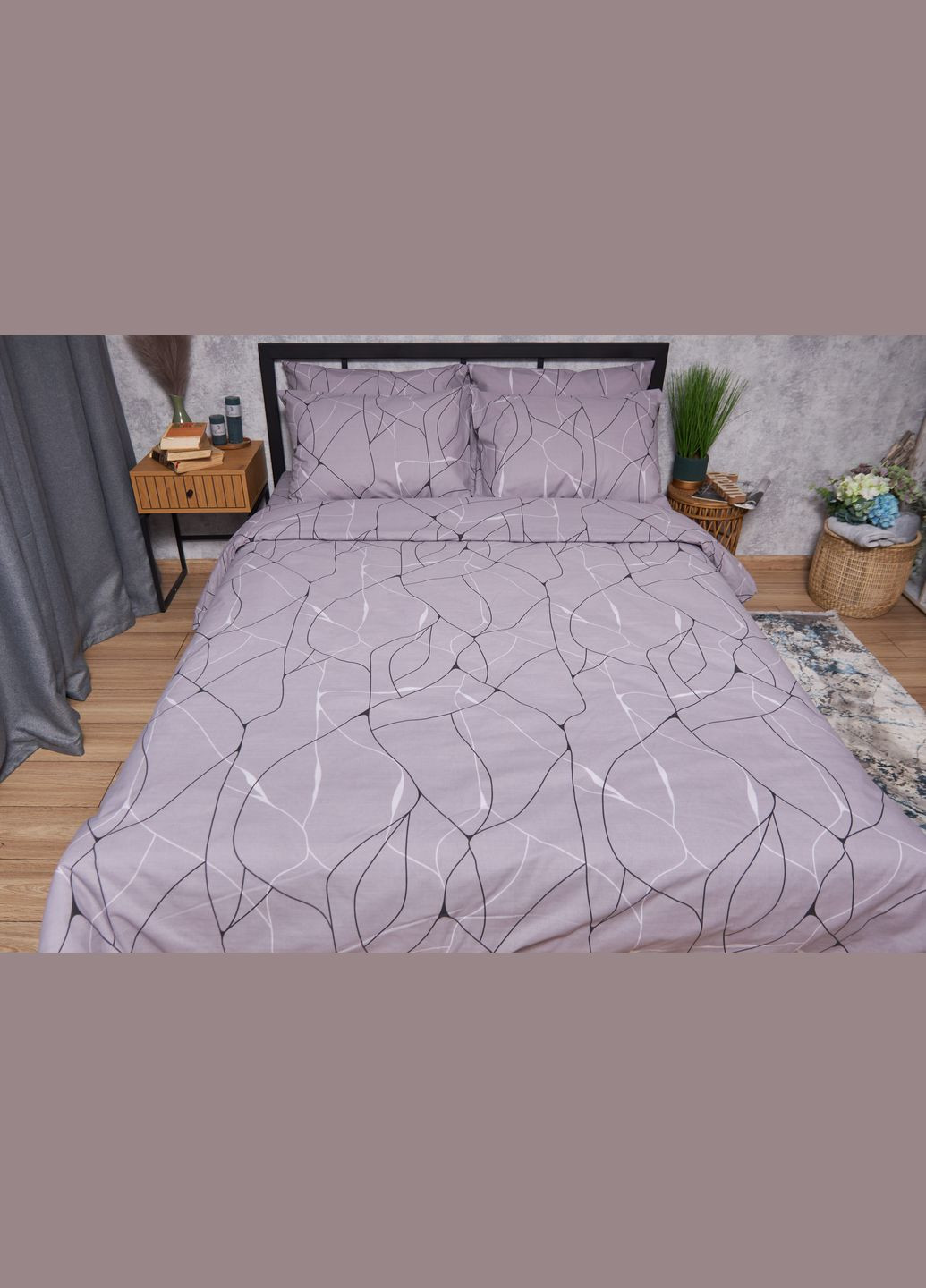 Комплект постельного белья Бязь Gold Люкс евро 200х220 наволочки 2х40х60 (MS-820002763) Moon&Star Graphite (288536393)