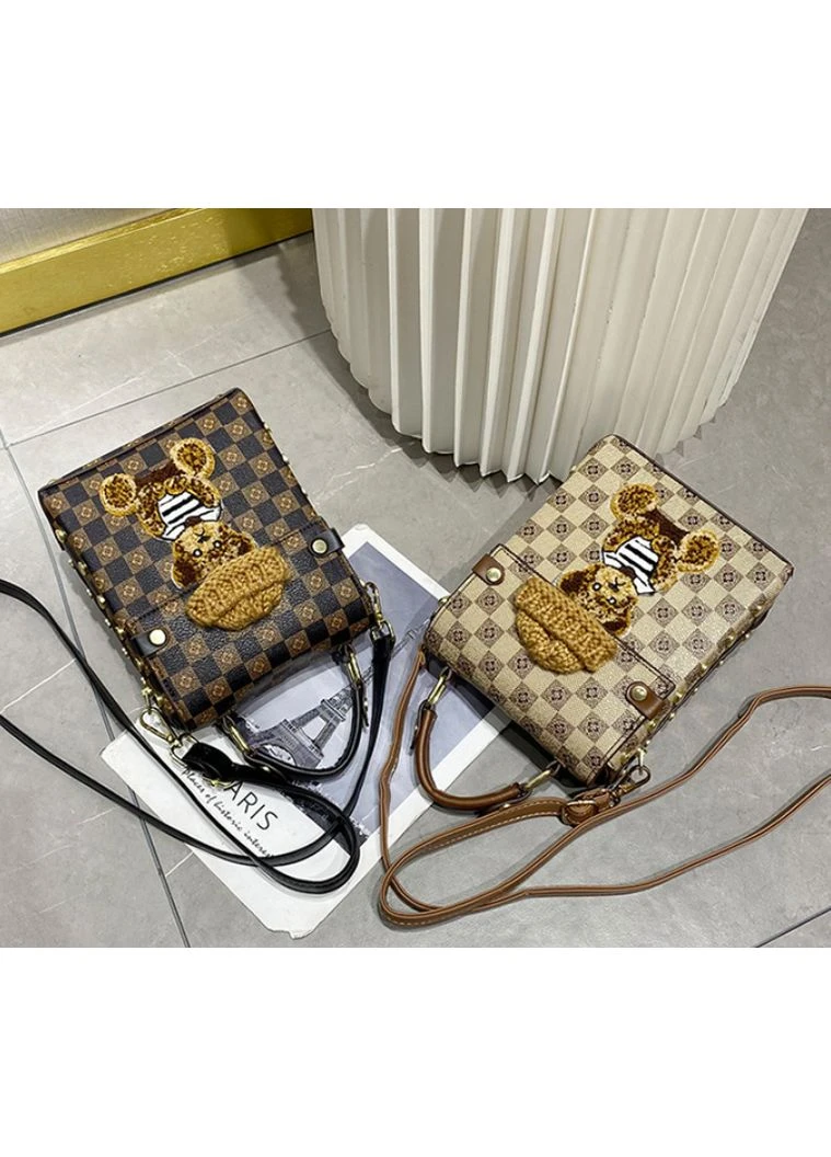 Сумка для дівчинки через плече модна з ведмедиком коричнева No Brand (394178429)