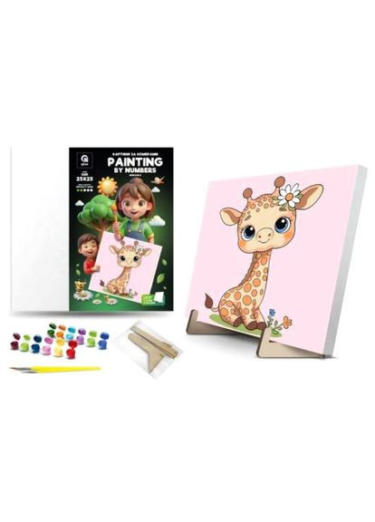 Картина по номерам на подставке qbee Жирафка для детей. художественная окраска для творчества. ProDobro (367097908)