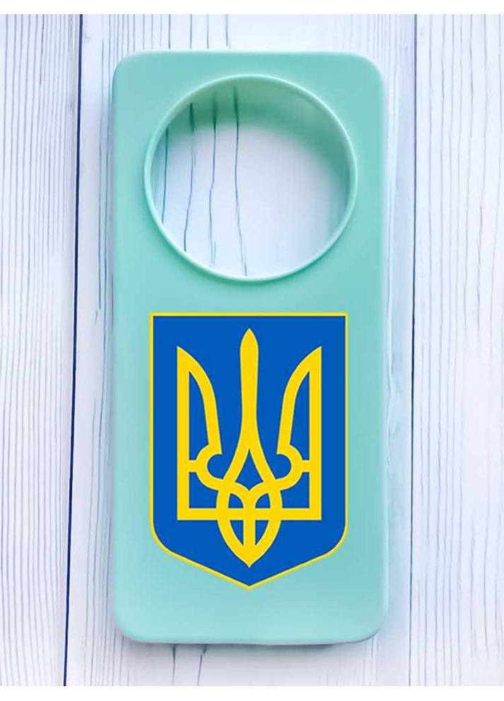 Матовий бірюзовий чохол на Xiaomi Redmi 14C/Poco C75 Тризуб Україна (принт 256) Creative (355397153)
