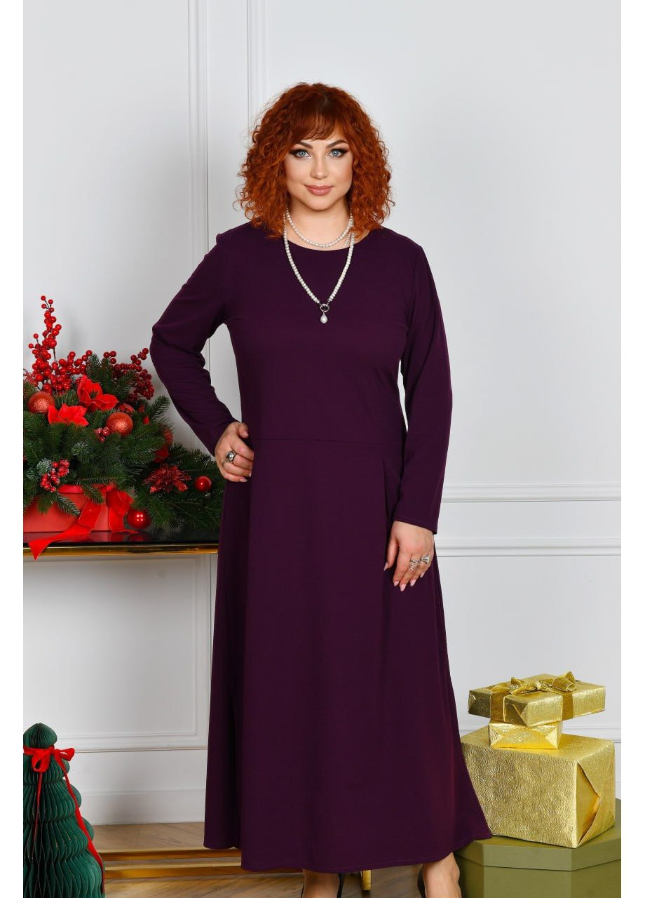 Темно-вишнева святковий, вечірня, ділова жіноча сукня з крепдайвінгу з розрізами а-силует No Brand однотонна