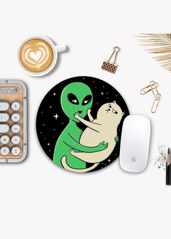 Килимок для мишки Котик та чужинець No Brand (302083664)