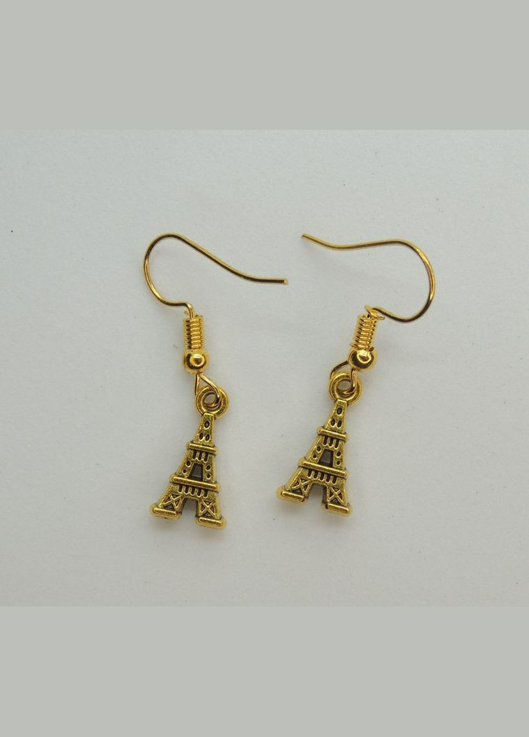 Серьги серьги крючок Ейфелева башня 3.1 см золотистые Liresmina Jewelry (285110954)