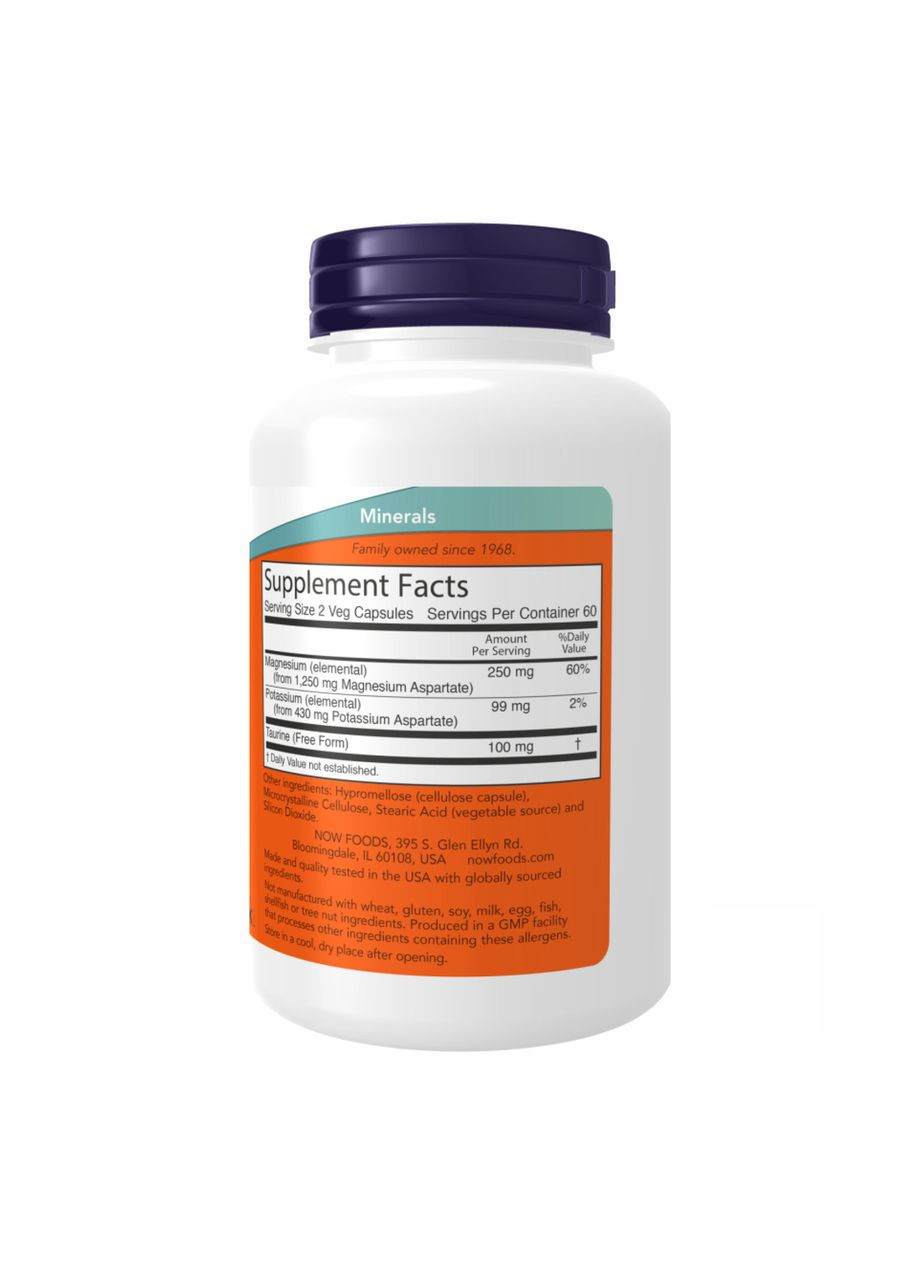 Magnesium & Potassium Aspartate - 120 vcaps Now Foods (369399969)