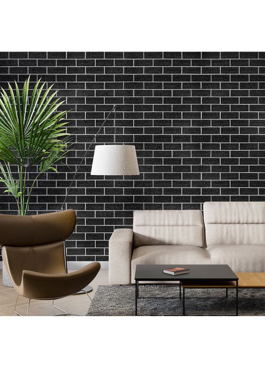 Панель стеновая 700х700х5мм Чёрный кирпич с белым StickerWall-SW-00001503 Sticker Wall (369165853)