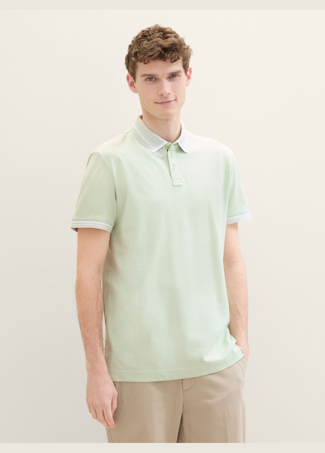 Зеленая футболка-поло для мужчин Tom Tailor