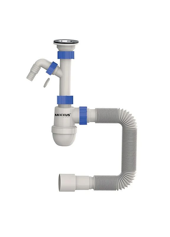Сифон для умывальника SU-02-B 1 1/2"x40 с литым выпуском и отводом для стиральной машины (MI8185) Mixxus (369932730)
