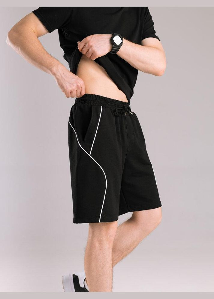 Чоловічі літні шорти чорні двонитка No Brand (346085302)