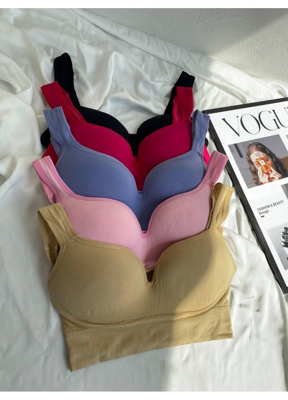 Жіночий топ 3D безшовний Push-Up / Жіночий топ бежевий з формованою чашкою / Безшовний еластичний жіночий топ No Brand (369637229)