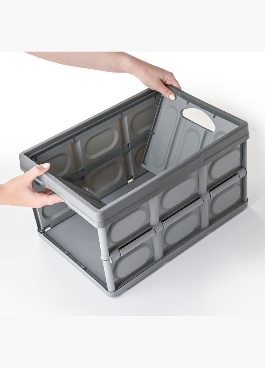 Ящик для зберігання MVM розкладний з кришкою FB-1 30 л Сірий (FB-1 30L GRAY) МВМ (365280728)