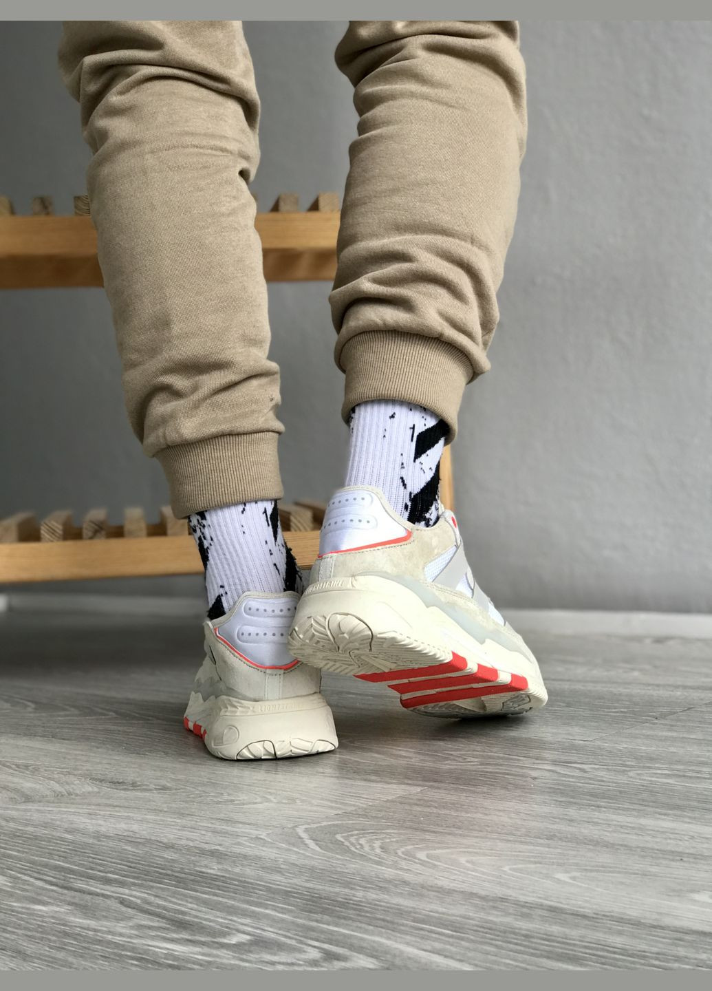 Бежевые демисезонные кроссовки мужские и женские adidas niteball beige | адидас найтбол бежевые No Brand