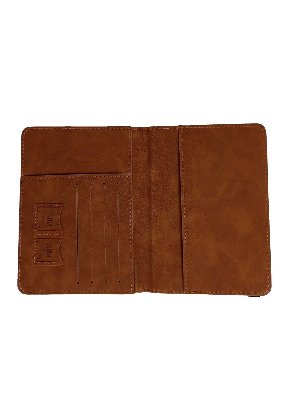 Обкладинка органайзер чохол книжка для паспорта з кишенями з матової екошкіри з тисненням 15х11 см (478111-Prob) Коричнева Unbranded (302766971)