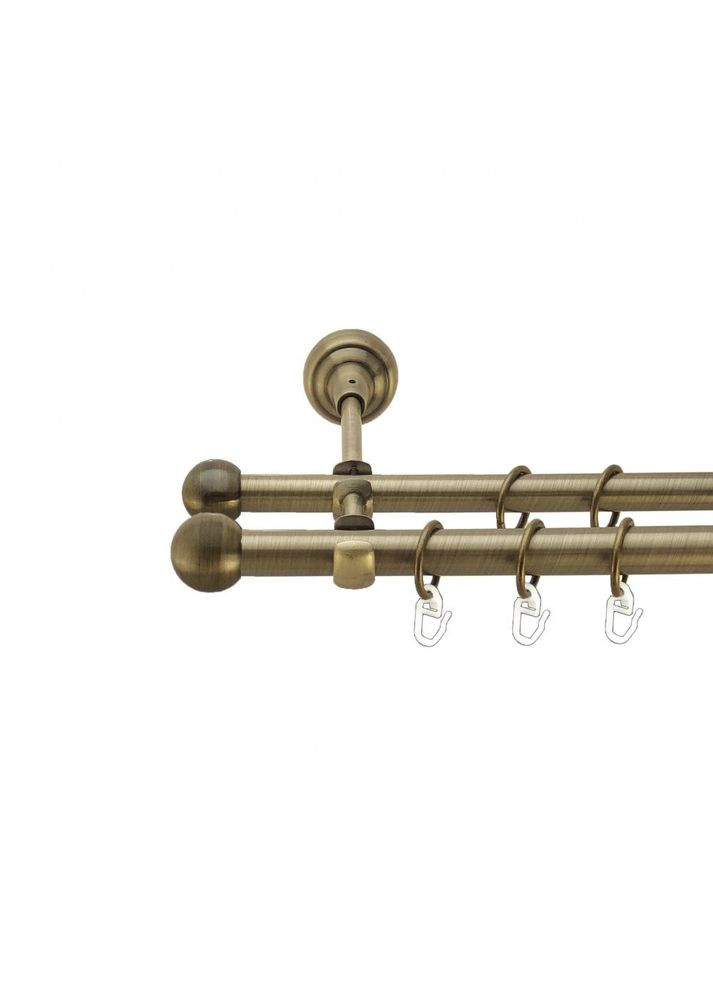 Карниз Шар Болонь металлический двухрядный открытый гладкая труба Антик 19\16 мм 160 см (4003825) ORVIT (300842722)